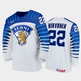 Men Finland Team 2021 IIHF World Junior Championship Roni Hirvonen #22 Home White Jersey