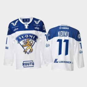 Finland Team Saku Koivu 2021-22 Home White Hockey Jersey #11