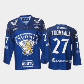 Samu Tuomaala Finland Team Blue Hockey Jersey 2021-22 Away