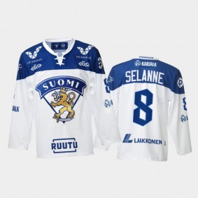 Finland Team Teemu Selanne 2021-22 Home White Hockey Jersey #8