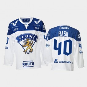 Finland Team Tuukka Rask 2021-22 Home White Hockey Jersey #40