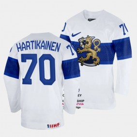 Teemu Hartikainen 2023 IIHF World Championship Finland #70 White Home Jersey Men
