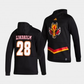 Calgary Flames Elias Lindholm 2021 Reverse Retro Black Authentic Pullover Special Edition Hoodie