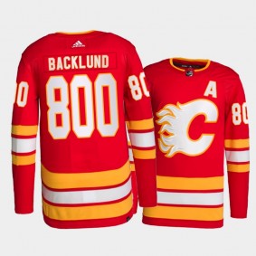Mikael Backlund Calgary Flames 800 Career Games Jersey Red #11 Commemorative Edition Uniform