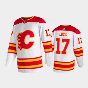 Calgary Flames Milan Lucic #17 Away White 2020-21 Authentic Pro Jersey