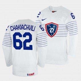 France 2022 IIHF World Championship Florian Chakiachvili #62 White Jersey Home