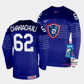 France 2023 IIHF World Championship Florian Chakiachvili #62 Blue Jersey Away