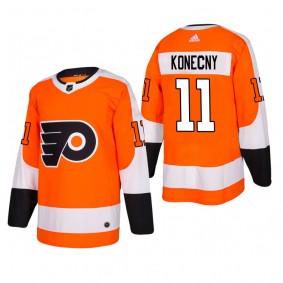 Men's Philadelphia Flyers Travis Konecny #11 Home Orange Authentic Player Cheap Jersey