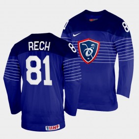 Anthony Rech 2022 IIHF World Championship France Hockey #81 Navy Jersey Away