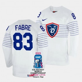 Dylan Fabre 2023 IIHF World Championship France #83 White Home Jersey Men