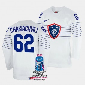 Florian Chakiachvili 2023 IIHF World Championship France #62 White Home Jersey Men