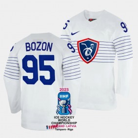 Kevin Bozon 2023 IIHF World Championship France #95 White Home Jersey Men