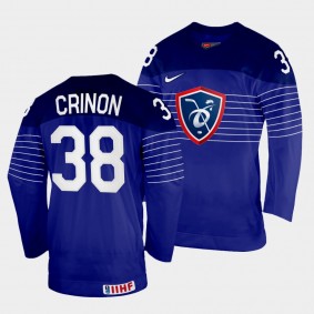 Pierre Crinon 2022 IIHF World Championship France Hockey #38 Navy Jersey Away