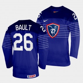 Romain Bault 2022 IIHF World Championship France Hockey #26 Navy Jersey Away