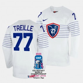 Sacha Treille 2023 IIHF World Championship France #77 White Home Jersey Men