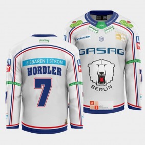 Frank Hordler #7 Eisbaren Berlin Jersey Men's 2022 Away White Hockey Shirt