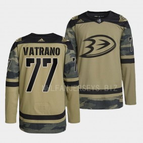 Military Appreciation Night Frank Vatrano Anaheim Ducks Camo #77 Warmup Jersey 2022