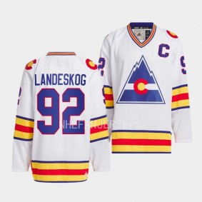 Colorado Avalanche Team Classic Gabriel Landeskog White #92 1977 Hockey Jersey