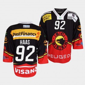 Gaetan Haas #92 SC Bern Jersey Men's Ice Hockey Black Club Shirt