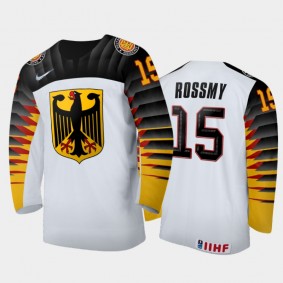 Men's Germany 2021 IIHF U18 World Championship Bennet Rossmy #15 Home White Jersey