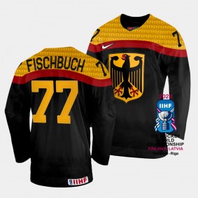 Daniel Fischbuch 2023 IIHF World Championship Germany #77 Black Away Jersey Men