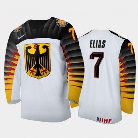 Men Germany 2021 IIHF World Junior Championship Florian Elias #7 Away White Jersey
