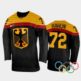 Dominik Kahun Germany Hockey Black Away Jersey 2022 Winter Olympics