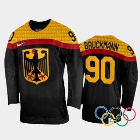 Felix Bruckmann Germany Hockey Black Away Jersey 2022 Winter Olympics
