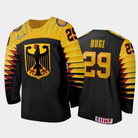 Germany Hockey Florian Bugl 2022 IIHF World Junior Championship Black #29 Jersey Away
