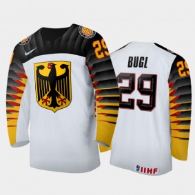 Florian Bugl Germany Hockey White Home Jersey 2022 IIHF World Junior Championship