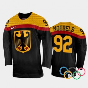Marcel Noebels Germany Hockey Black Away Jersey 2022 Winter Olympics
