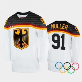 Germany Hockey Moritz Muller 2022 Winter Olympics White #91 Jersey Home
