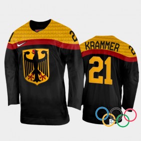 Nico Krammer Germany Hockey Black Away Jersey 2022 Winter Olympics