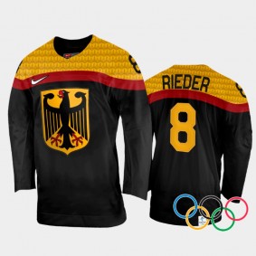 Tobias Rieder Germany Hockey Black Away Jersey 2022 Winter Olympics