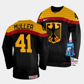Jonas Muller 2023 IIHF World Championship Germany #41 Black Away Jersey Men