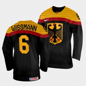 Kai Wissmann 2022 IIHF World Championship Germany Hockey #6 Black Jersey Away