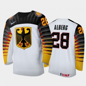 Men Germany 2021 IIHF World Junior Championship Manuel Alberg #28 Away White Jersey
