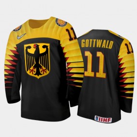 Men's Germany 2021 IIHF U18 World Championship Michael Gottwald #11 Away Black Jersey