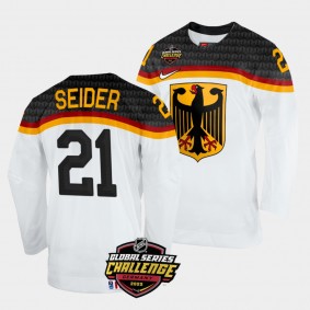 Moritz Seider 2022 NHL Global Series Germany #21 White Home Jersey Men