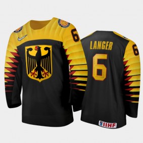 Men Germany 2021 IIHF World Junior Championship Niklas Langer #6 Home Black Jersey