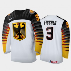 Men's Germany 2021 IIHF U18 World Championship Sten Fischer #3 Home White Jersey