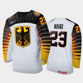 Men's Germany 2021 IIHF U18 World Championship Thomas Heigl #23 Home White Jersey