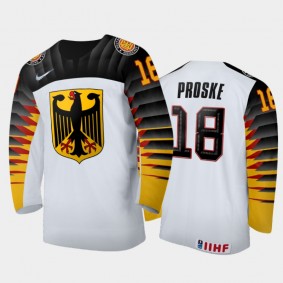 Men's Germany 2021 IIHF U18 World Championship Yannick Proske #18 Home White Jersey