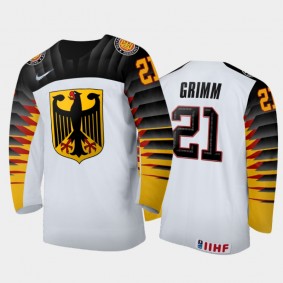 Men's Germany 2021 IIHF U18 World Championship Yuma Grimm #21 Home White Jersey