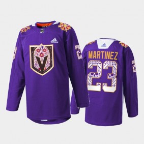 Alec Martinez Vegas Golden Knights Hispanic Heritage 2021 Jersey Purple #23 Warmup