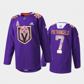 Alex Pietrangelo Vegas Golden Knights Hispanic Heritage 2021 Jersey Purple #7 Warmup