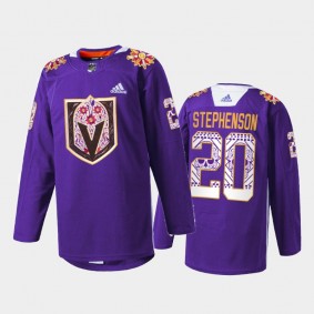 Chandler Stephenson Vegas Golden Knights Hispanic Heritage 2021 Jersey Purple #20 Warmup