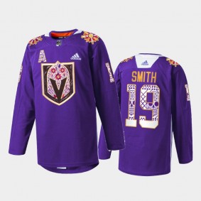 Reilly Smith Vegas Golden Knights Hispanic Heritage 2021 Jersey Purple #19 Warmup