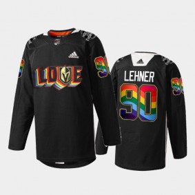 Vegas Golden Knights Robin Lehner #90 LGBTQ Pride Night 2022 Jersey Black Rainbow Practice