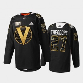 Shea Theodore Vegas Golden Knights Black History Month 2022 Jersey Black #27 Warm-up